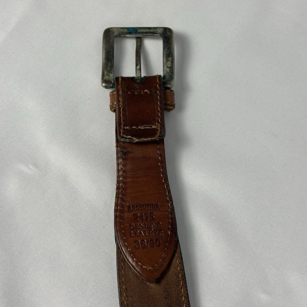 Dockers Genuine Leather Belt Men's Size 36 Brown Embossed Made in Argentina